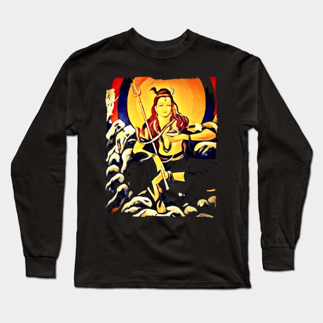Shiva drinking poison Long Sleeve T-Shirt by Temple of Being